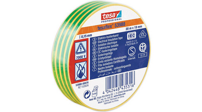 Tesa Professional 1064507 - Tesa 53988 Elektronik-Isolierband 20 m 19 mm gelbgrün | 10 Stück