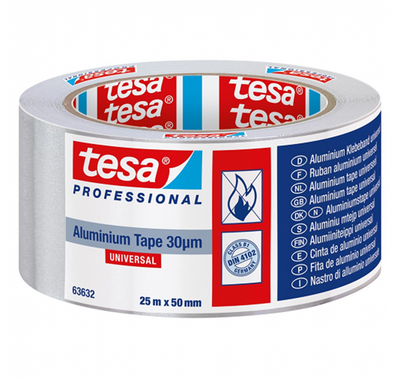 Tesa Professional 1062268 – Aluminiumband universal, 30 µm Liner, 25 m x 50 mm | 6 Stück