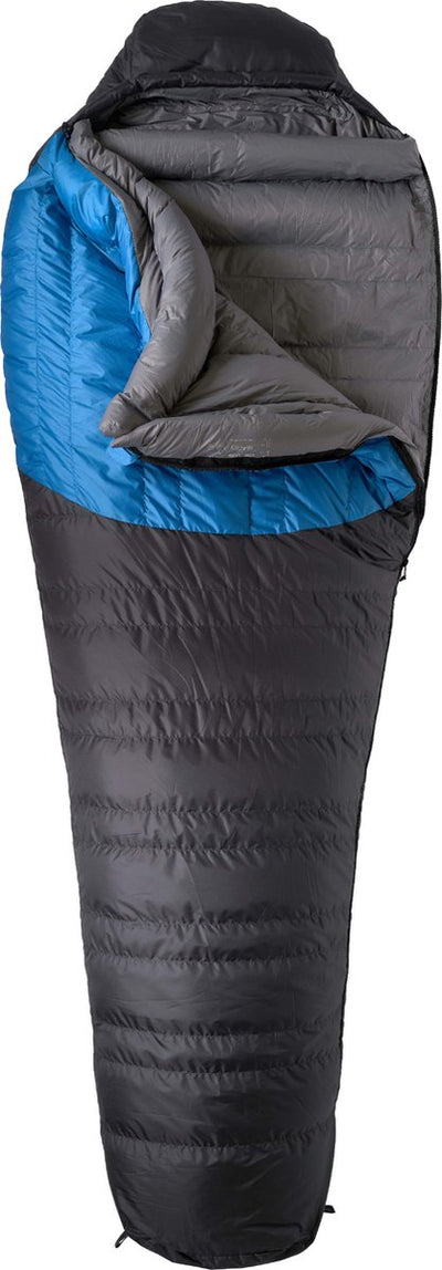 Lowland Outdoor-Daunenschlafsack – Gletscherexpedition – 1690 g – 230 x 80 cm – 20 °C – blau – Reißverschluss links