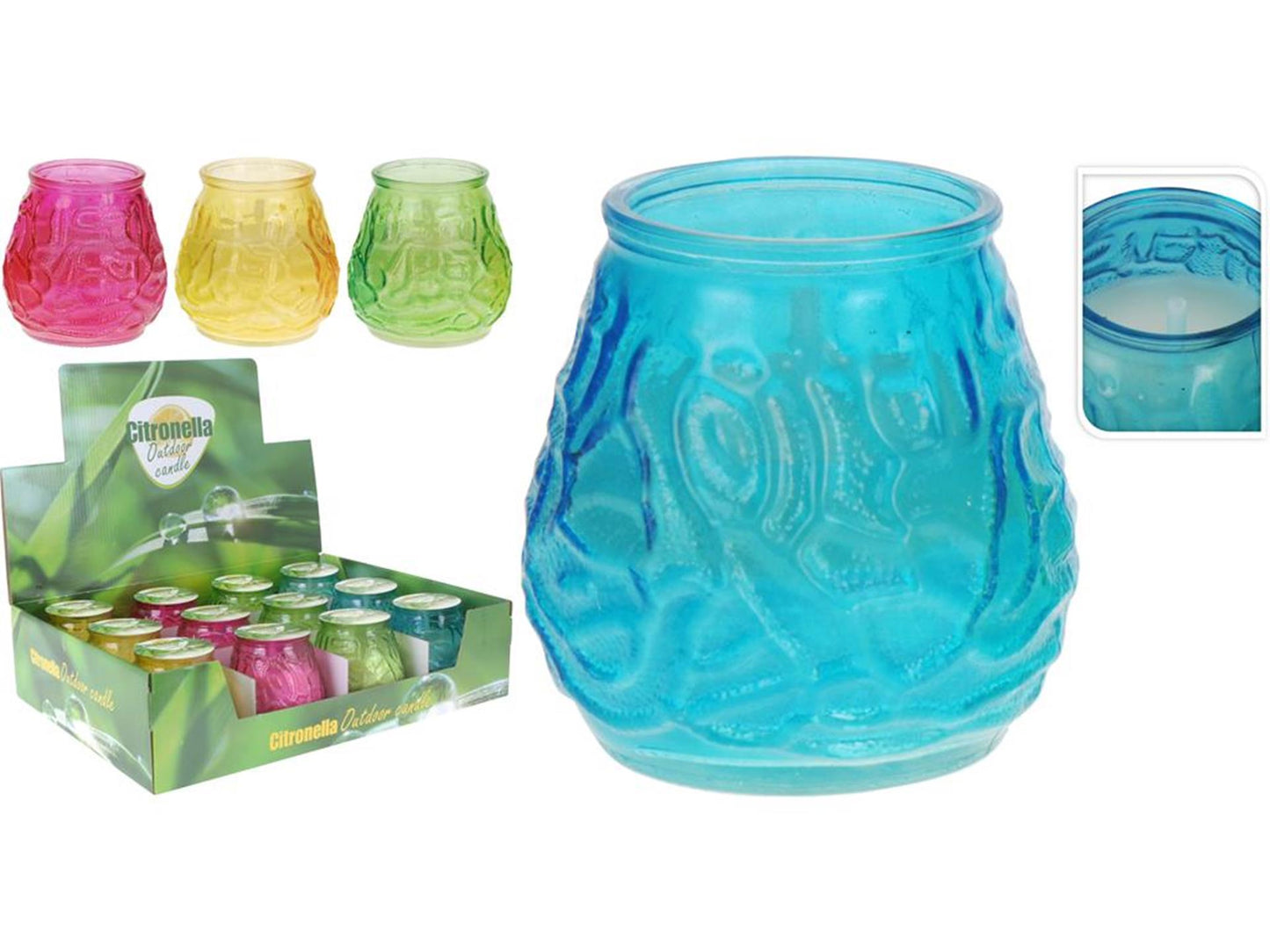 Pro Garden Citronella-Kerze aus farbigem Glas 9x9,8