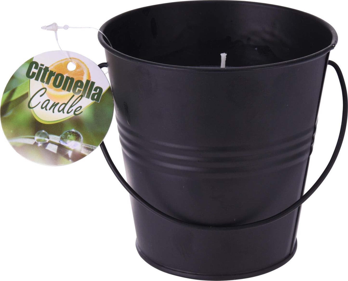 Profi-Gartenkerze Citronella im schwarzen Metalleimer