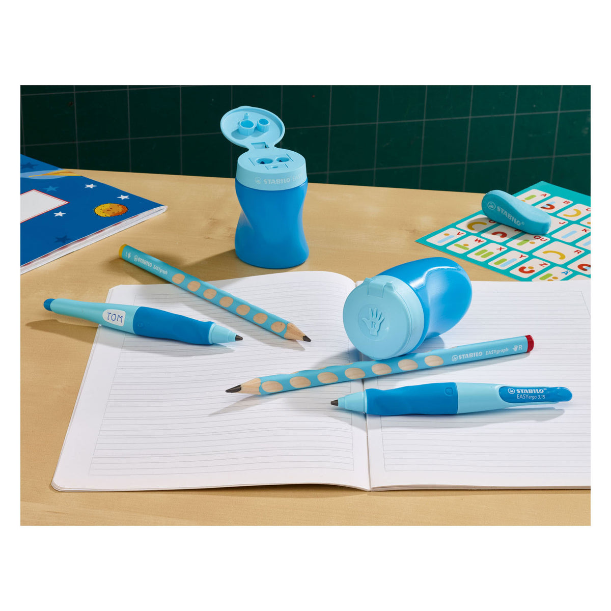 Stabilo Easy 3-in-1 Links Bleistift scharfblau