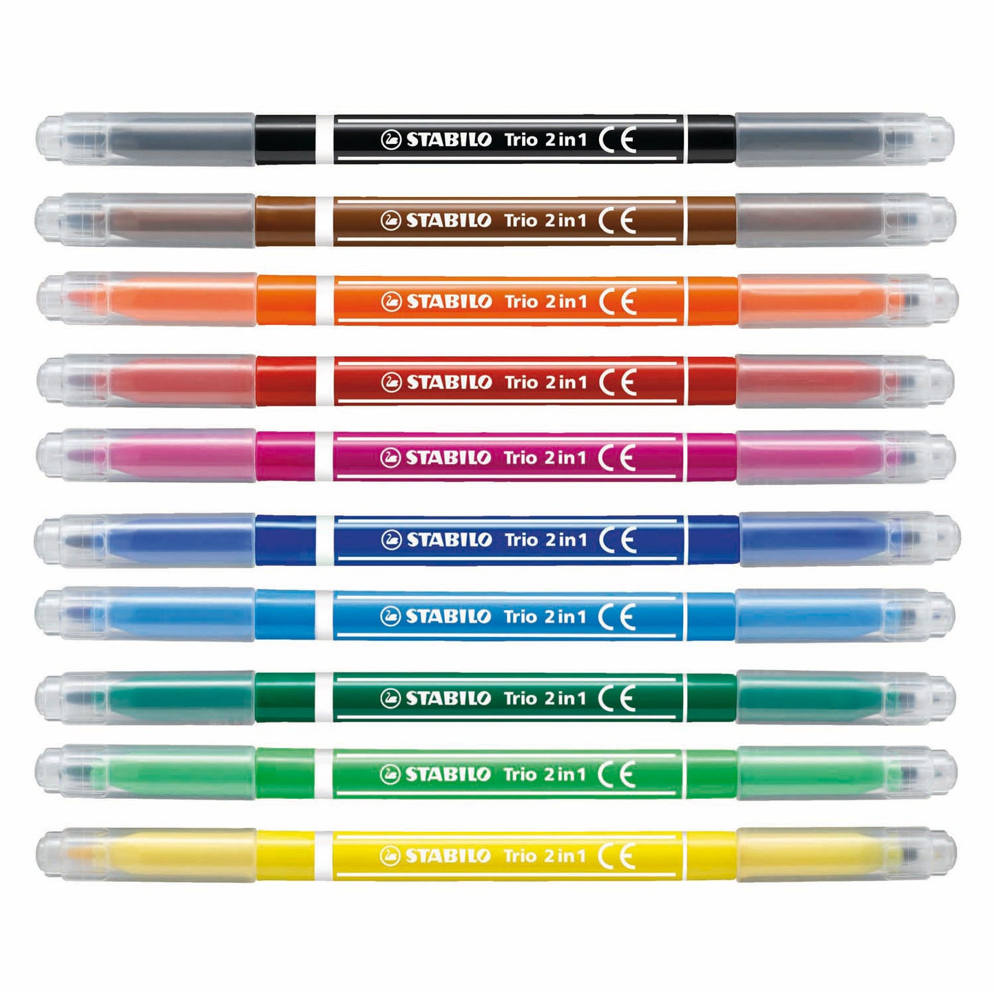 Stabilo Trio 2 in 1 Filz -Tip -Stift und Fineliner in einem Satz von 10 Teilen
