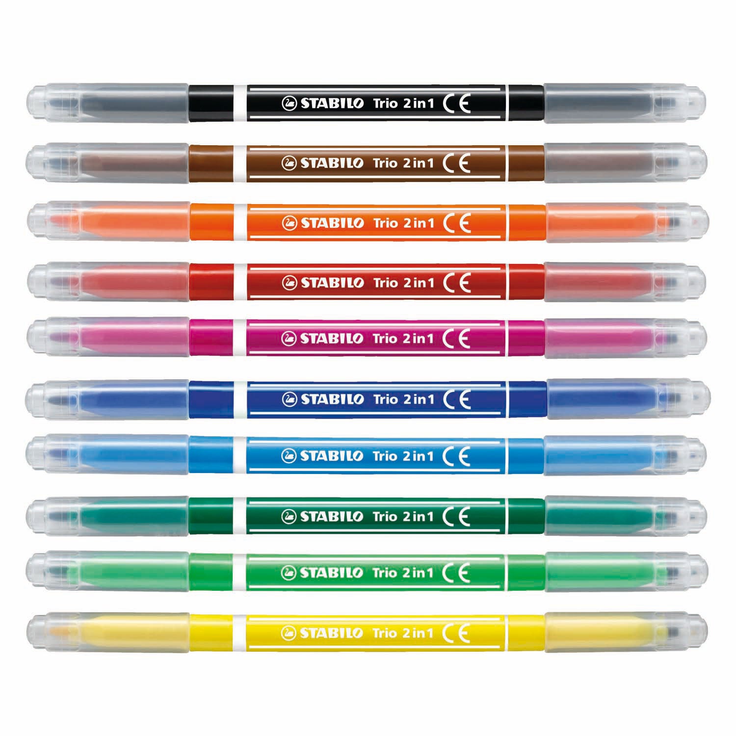 Stabilo Trio 2 in 1 Filz -Tip -Stift und Fineliner in einem Satz von 10 Teilen