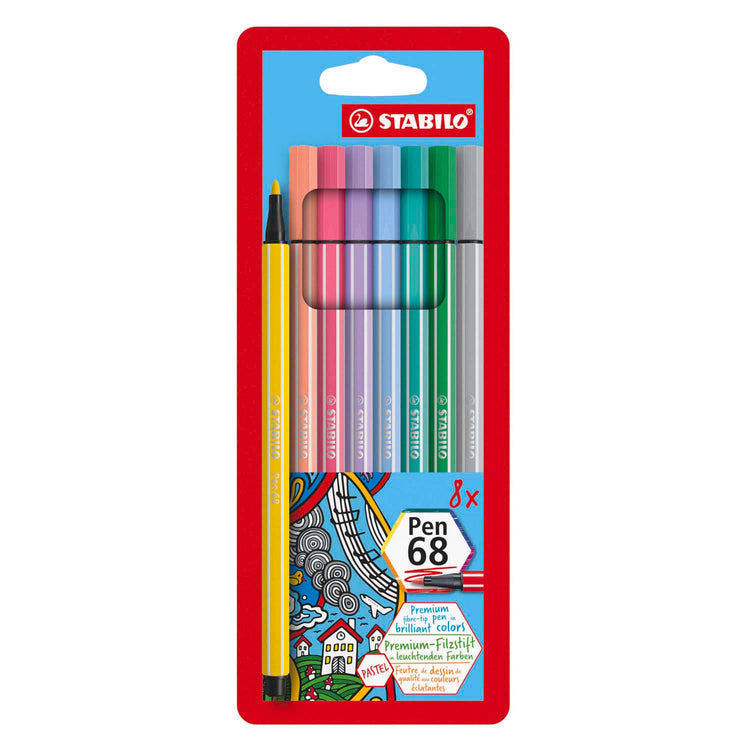 Stabilo Pen 68 Pastell Filz -Tip -Stift mit 6 Teilen