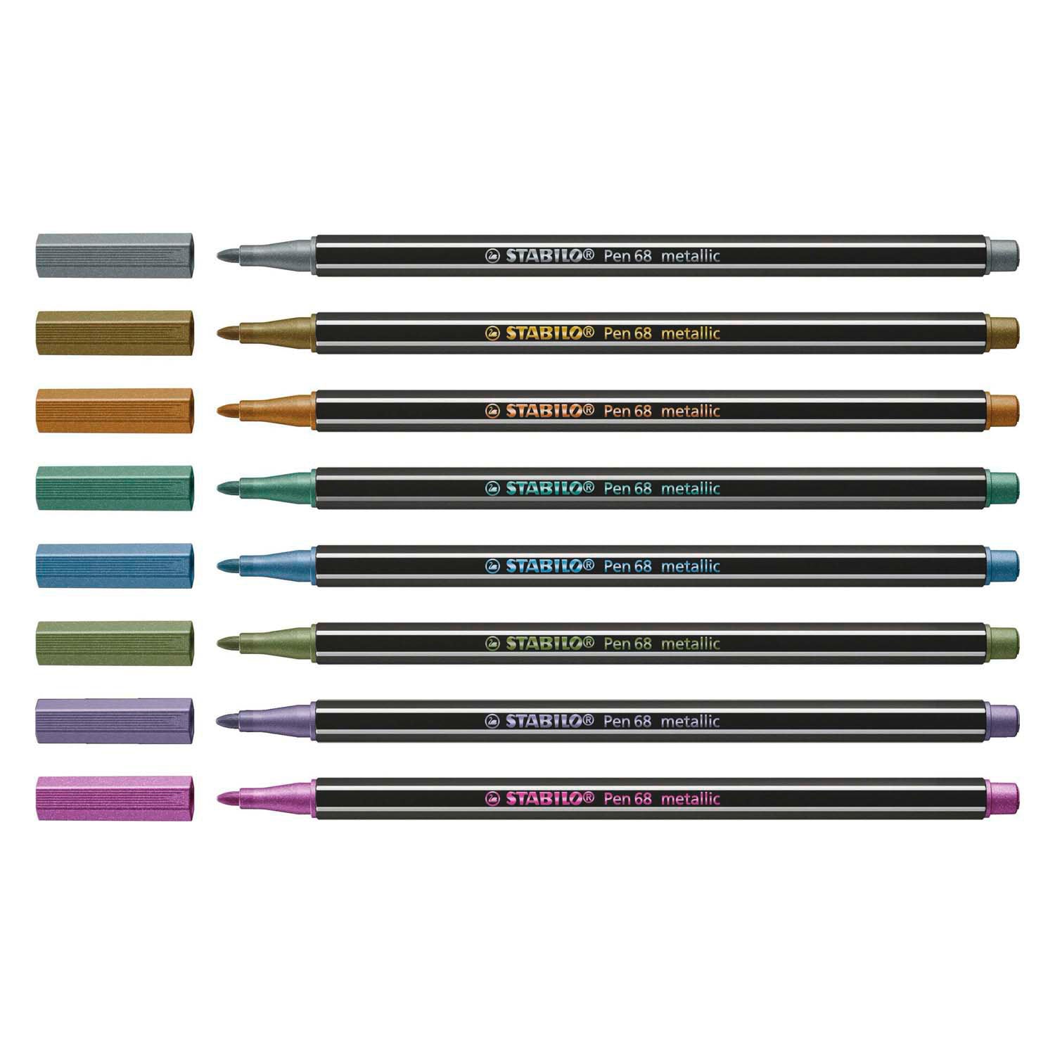 Stabilo Pen 68 Metallic Metall Box Filz -Tip Stifte, 8..