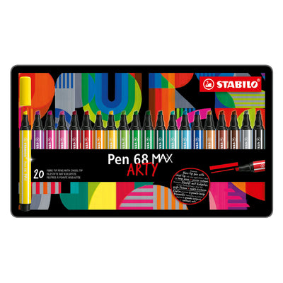 Stabilo Pen 68 Max Arty Filz -Tip -Stift mit dickem Meißel Peak 20 Farben