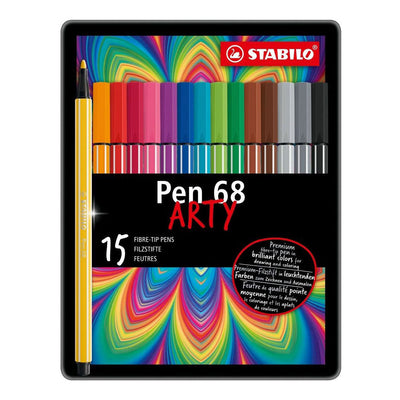 Stabilo Pen 68 Arty-Filzstifte im Metalletui - 15 Stk.