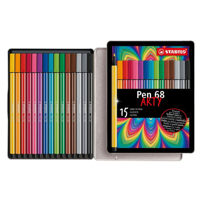 Stabilo Pen 68 Arty-Filzstifte im Metalletui - 15 Stk.