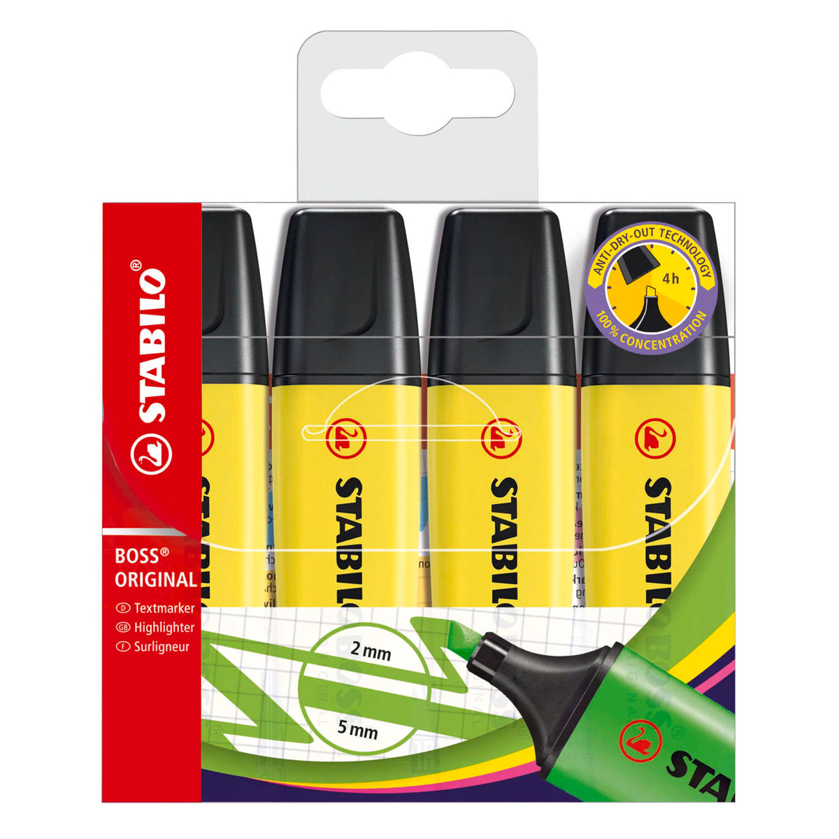Stabilo Boss Original Textmarker Gelb - 4 Stk.