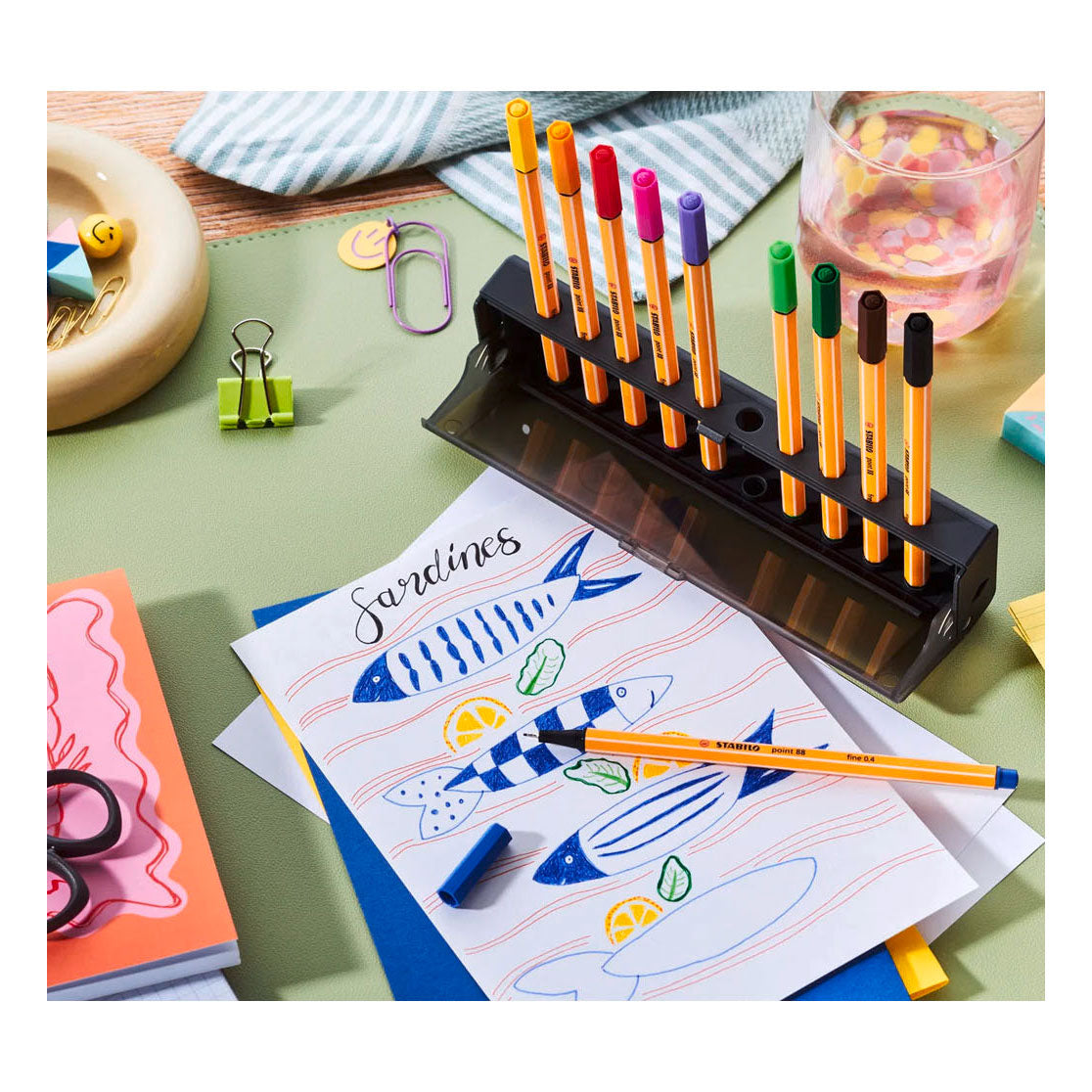 Stabilo point 88 – Premium-Fineliner – Klick-Set – 10 verschiedene Farben