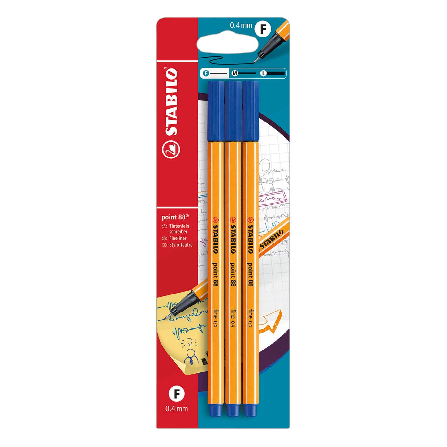 Stabilo point 88 Fineliner blau - 3 Stk.