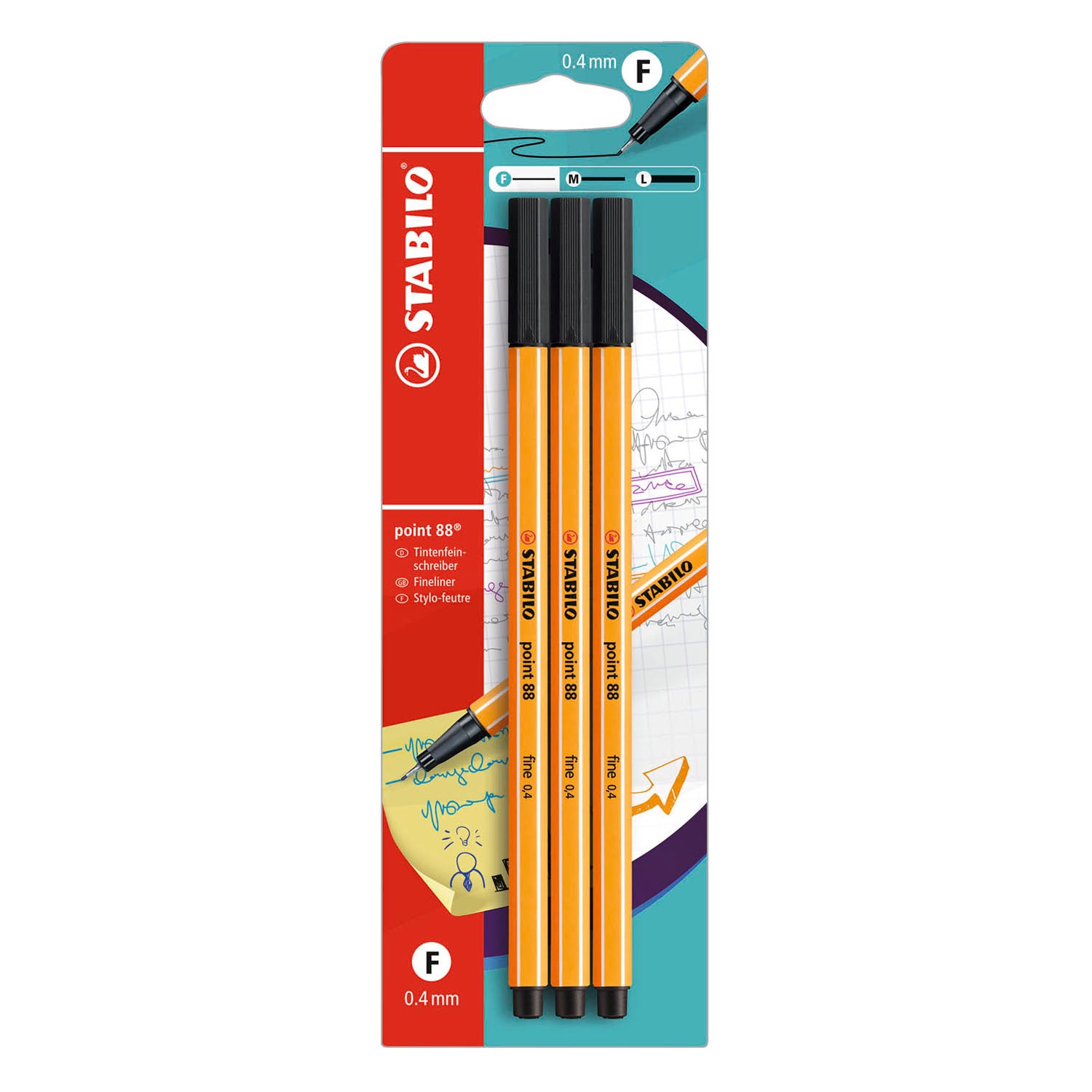 Stabilo point 88 Fineliner schwarz - 3 Stk.