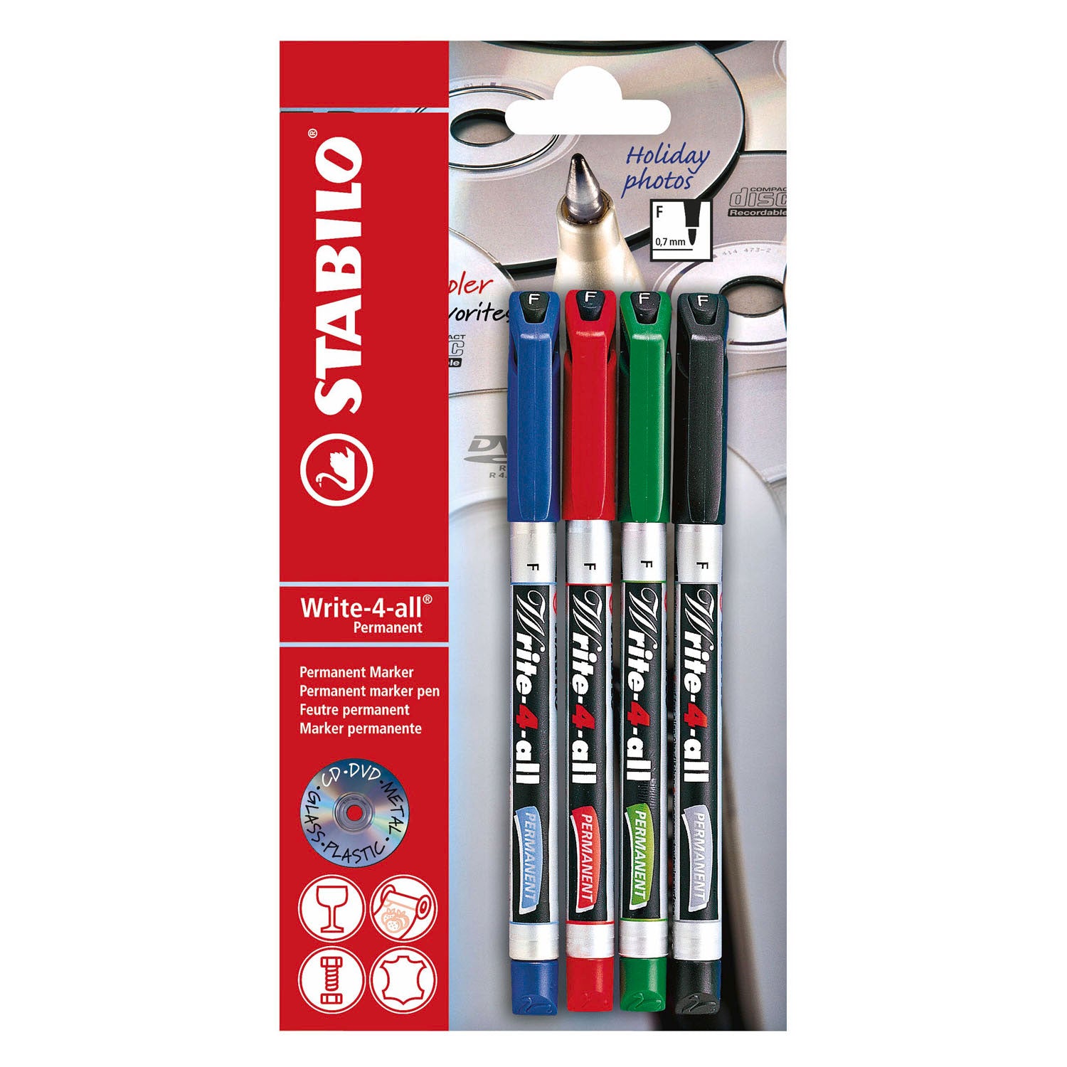 Stabilo write-4-all fein (0,7 mm) Permanentmarker – 4 Stk.