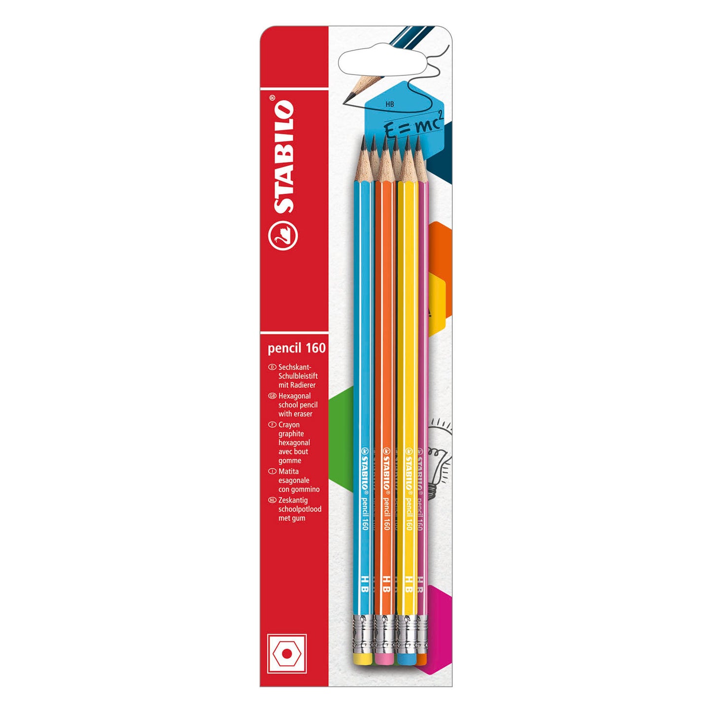 Stabilo Bleistift 160 HB Graphitstifte mit Radierspitze - 6 Stk.