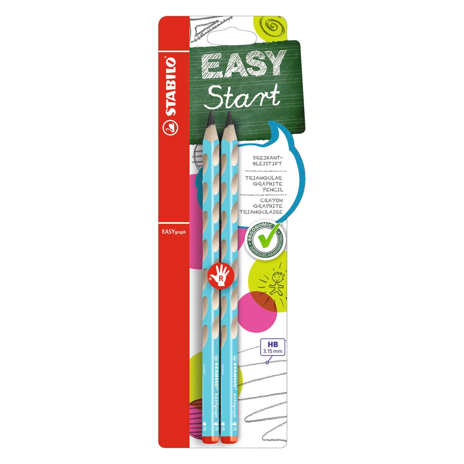 Stabilo easygraph hb Rechtshänder-Graphitstifte hellblau - 2 Stk.