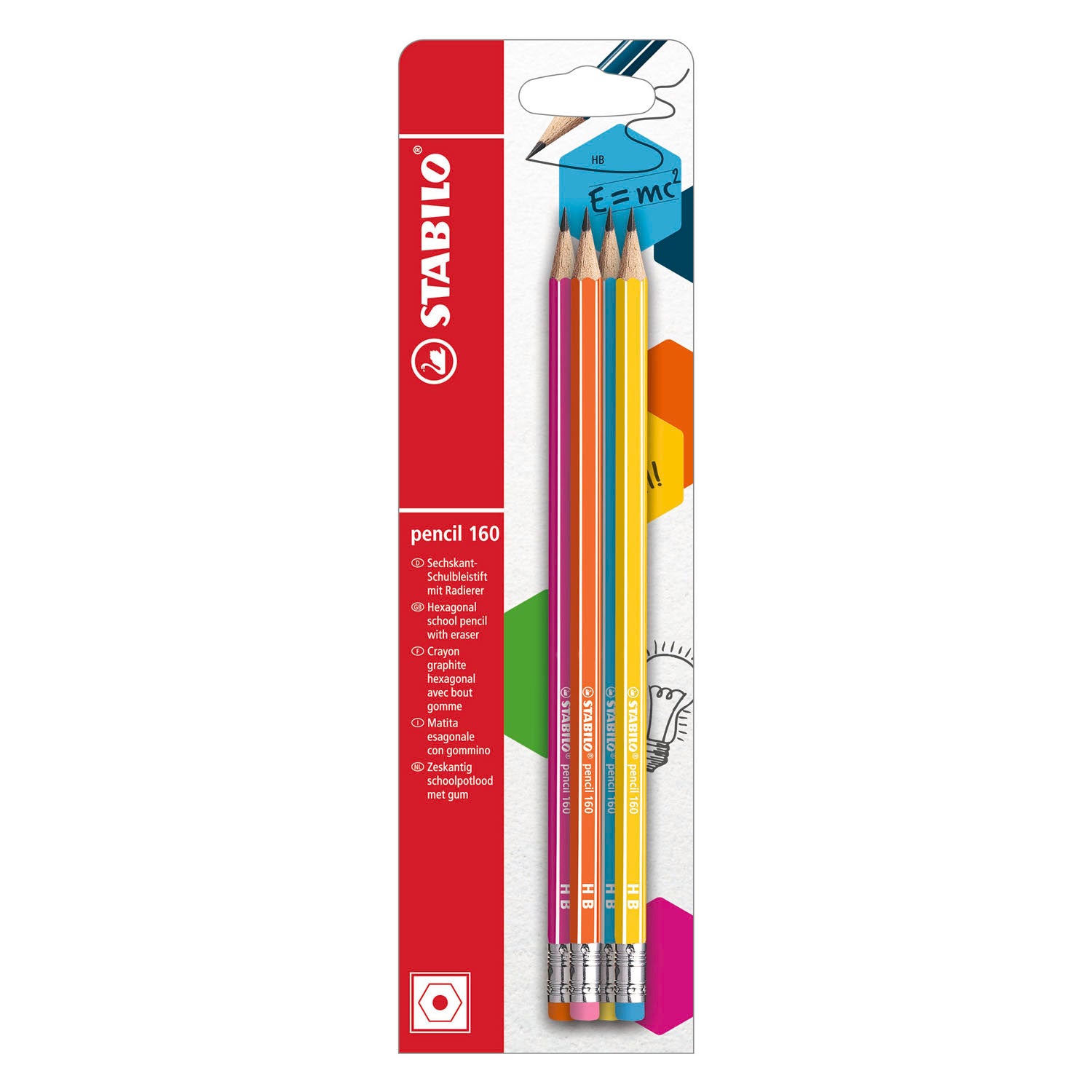 Stabilo Bleistift 160 HB Graphitstifte mit Radierspitze - 4 Stk.