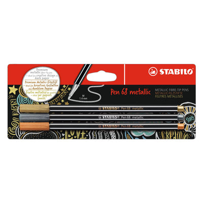 Stabilo Pen 68 Metallic-Filzstifte Silber Gold Kupfer - 3 Stk.