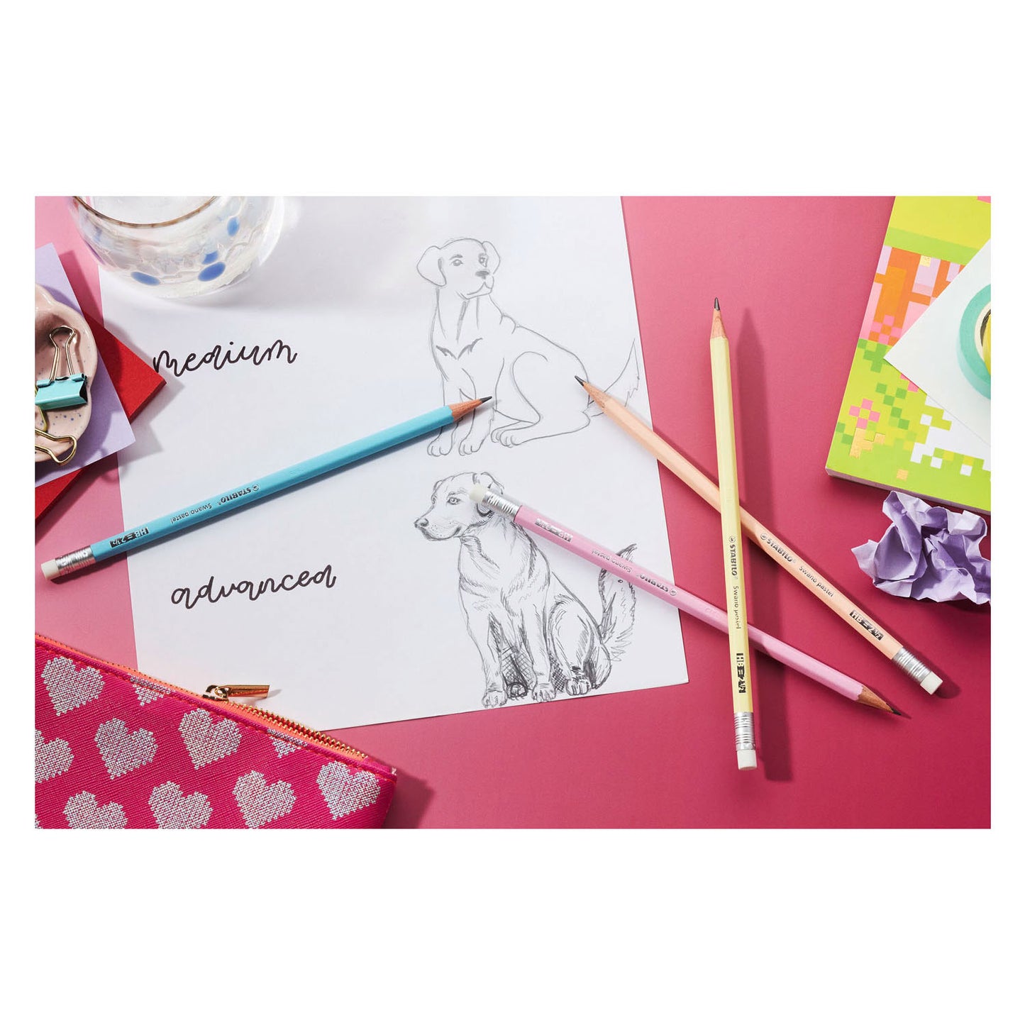 Stabilo Swano Pastell HB Graphitstifte mit Radierspitze – 4 Stk.