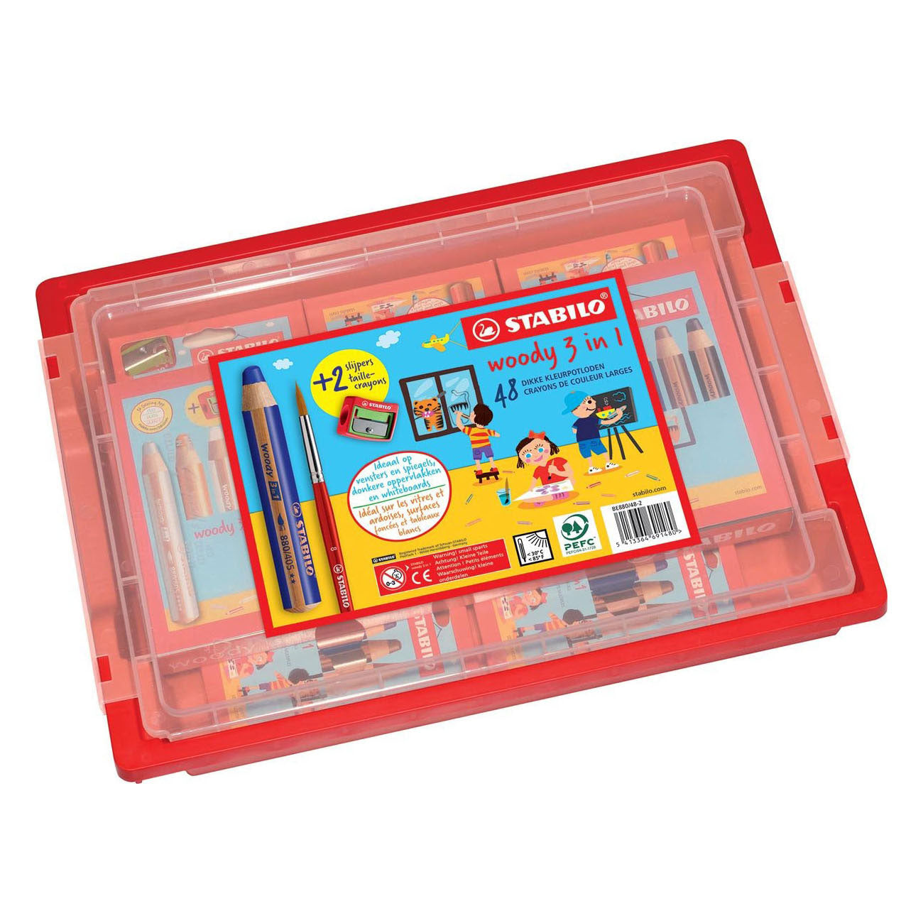 Stabilo Woody 3in1 Schulverpackung Buntstifte - 48 Stk. mit 2 Bleistiftspitzern