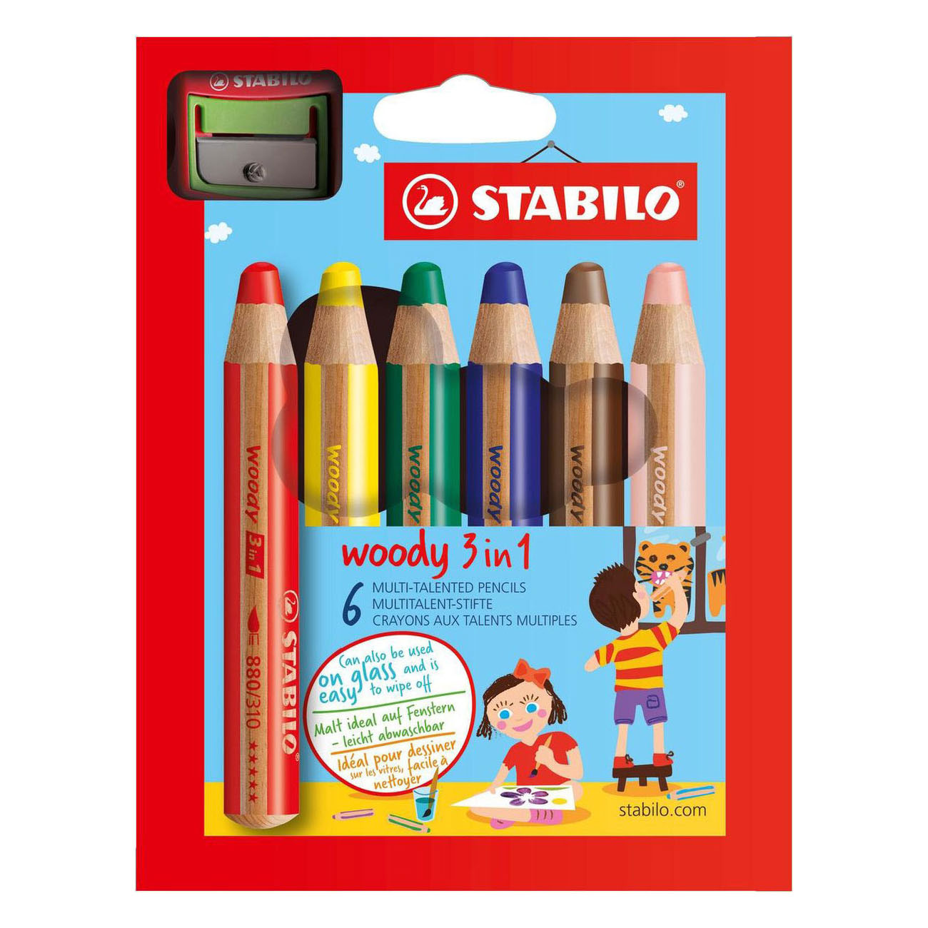 Stabilo Woody 3in1 Schulverpackung Buntstifte - 48 Stk. mit 2 Bleistiftspitzern