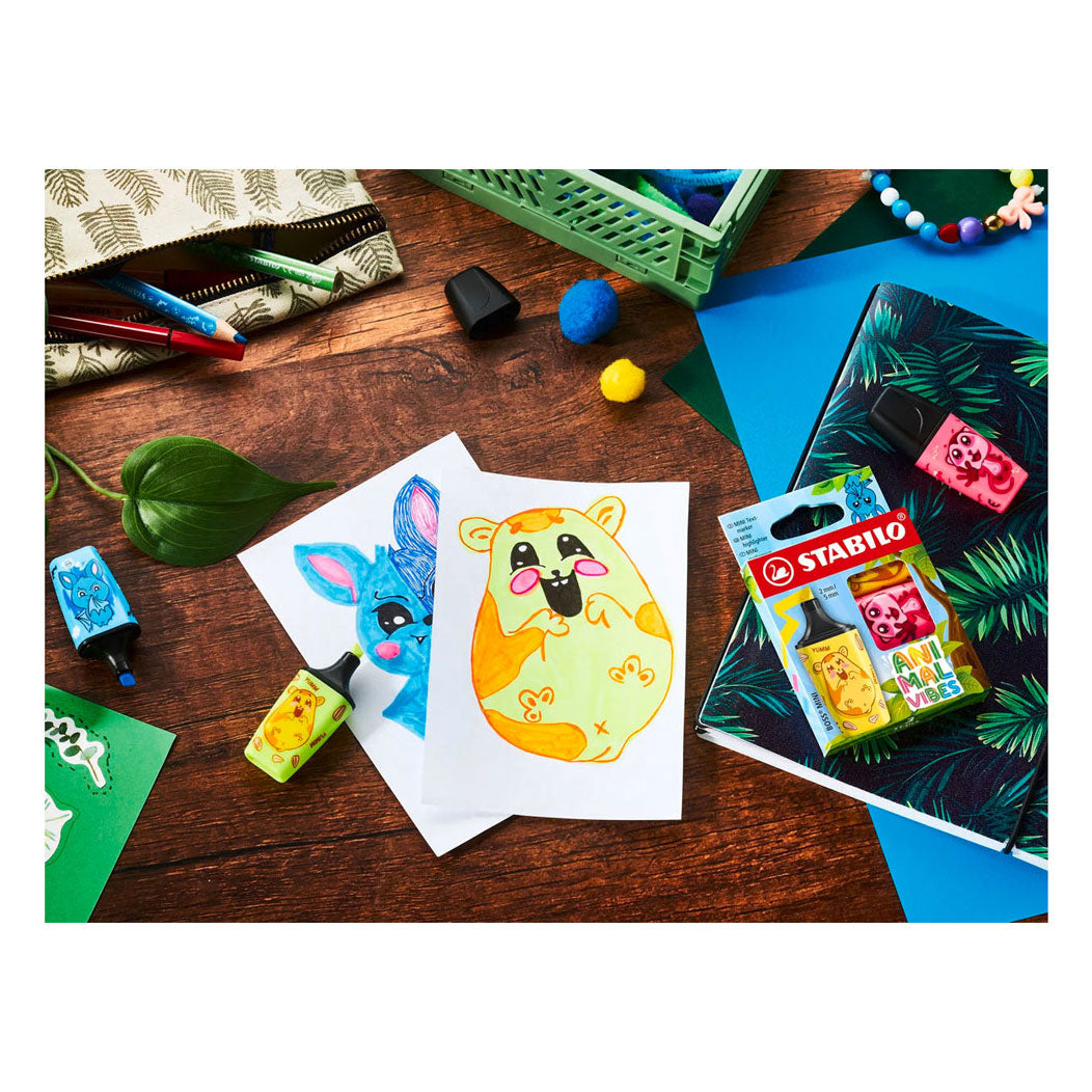 Stabilo Animal Vibes Boss Mini-Textmarker – 3 Stk.
