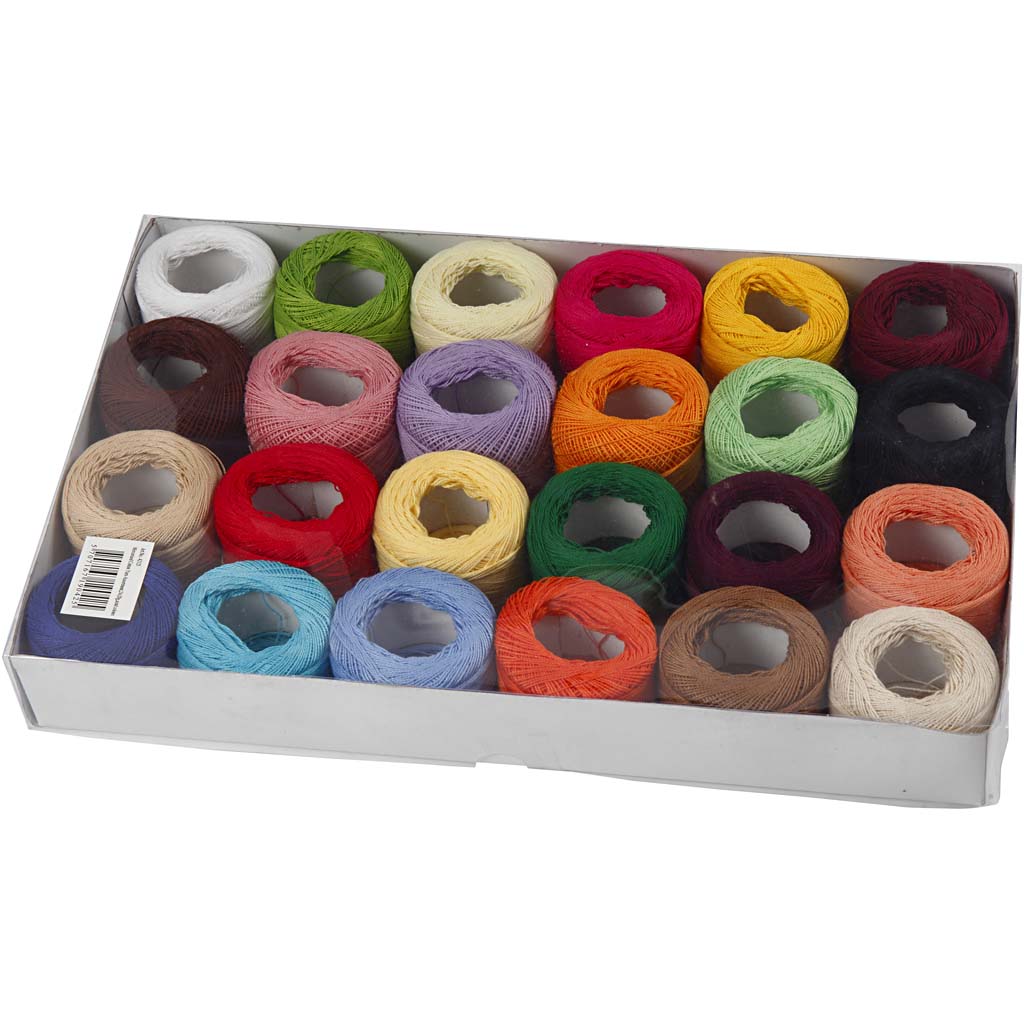 Creativ Company merzerisiertes Baumwollgarn, verschiedene Farben, 24x20 gr 1 Box