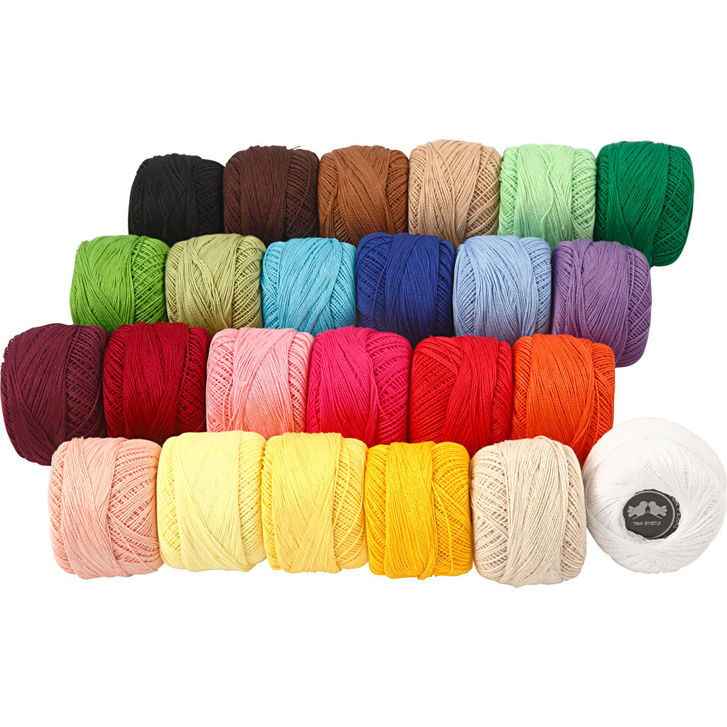 Creativ Company merzerisiertes Baumwollgarn, verschiedene Farben, 24x20 gr 1 Box