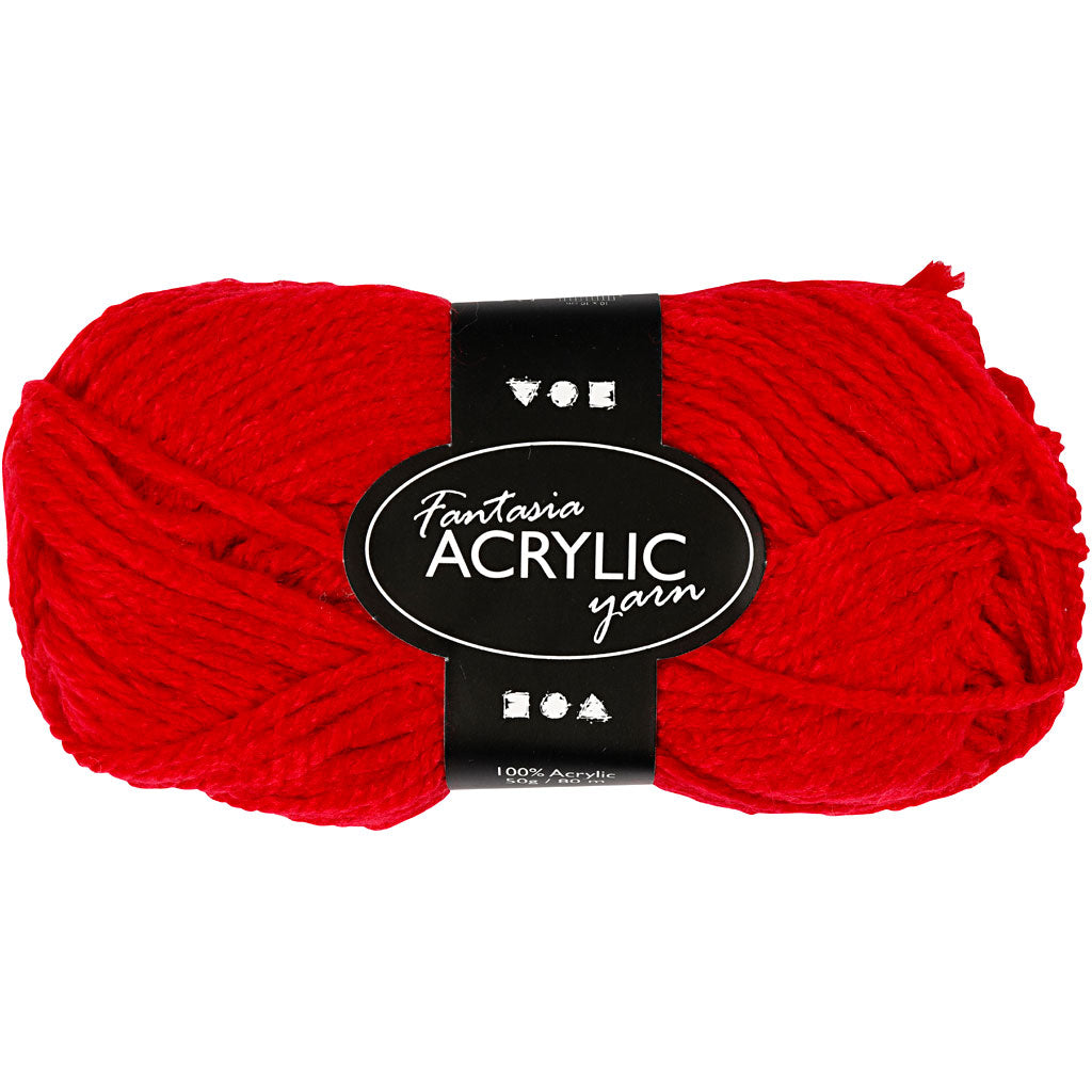 Acrylgarn, rot, 50gr, 80 m