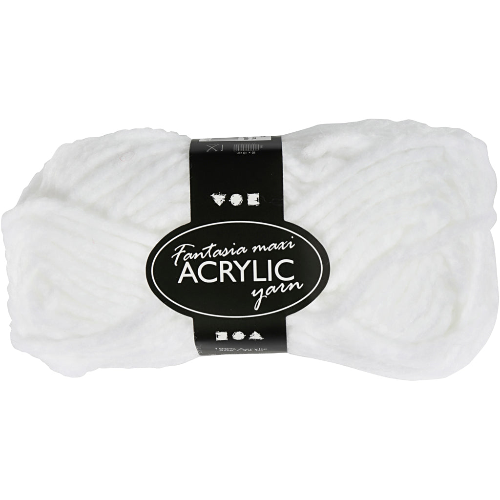 Creativ Company Fantasia Acrylgarn, L: 35 m, Maxi, weiß, 50 g 1 Knäuel