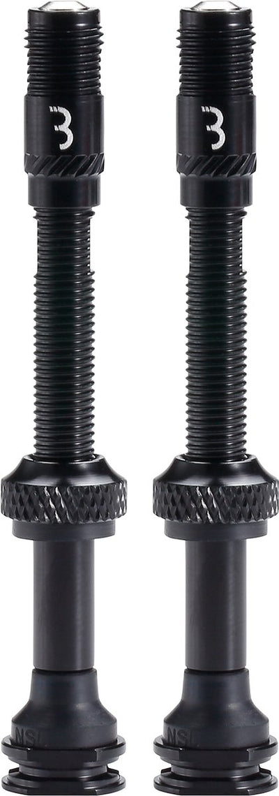 BBB Cycling CoreCap Al-Ventil – Tubeless-Ventilset – 300 % mehr Luftstrom – universelle Pumpenkompatibilität – Aluminium – 60 mm – 2 Stück – schwarz – BTI-166