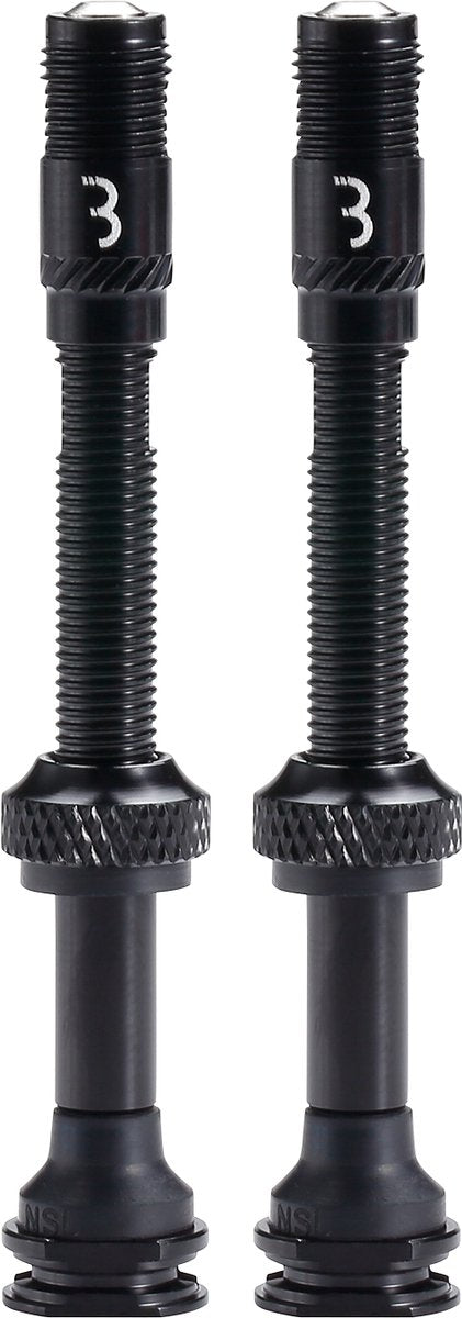 BBB Cycling CoreCap Al-Ventil – Tubeless-Ventilset – 300 % mehr Luftstrom – universelle Pumpenkompatibilität – Aluminium – 60 mm – 2 Stück – schwarz – BTI-166