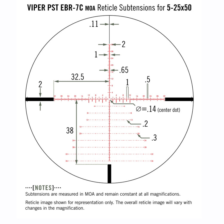 Vortex Zielfernrohr Viper PST Gen II 5-25x50 FFP, EBR-7C Absehen (MRAD)