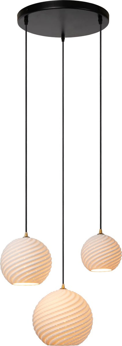 Lucide bina - Hängelampe - ø 40 cm - 3xE27 - Weiß - Japandi