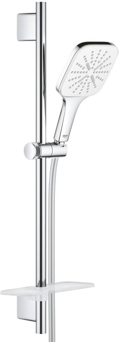 Grohe Rainshower Smartactive Cube 130 Schiebestangenset – 60 cm – mit Seifenschale – Chrom Mondweiß – 26584ls0