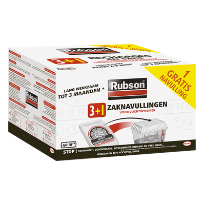 Rubson 1064719 – Feuchtigkeitsabsorber Nachfüllung 3 + 1 gratis | 4 Stück