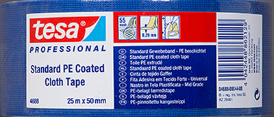 Tesa Professional 1064735 – Tesa Standard-PE-Mantel-Gewebeband, 55 Mesh, blau, 25 mm x 50 m | 5 Stück