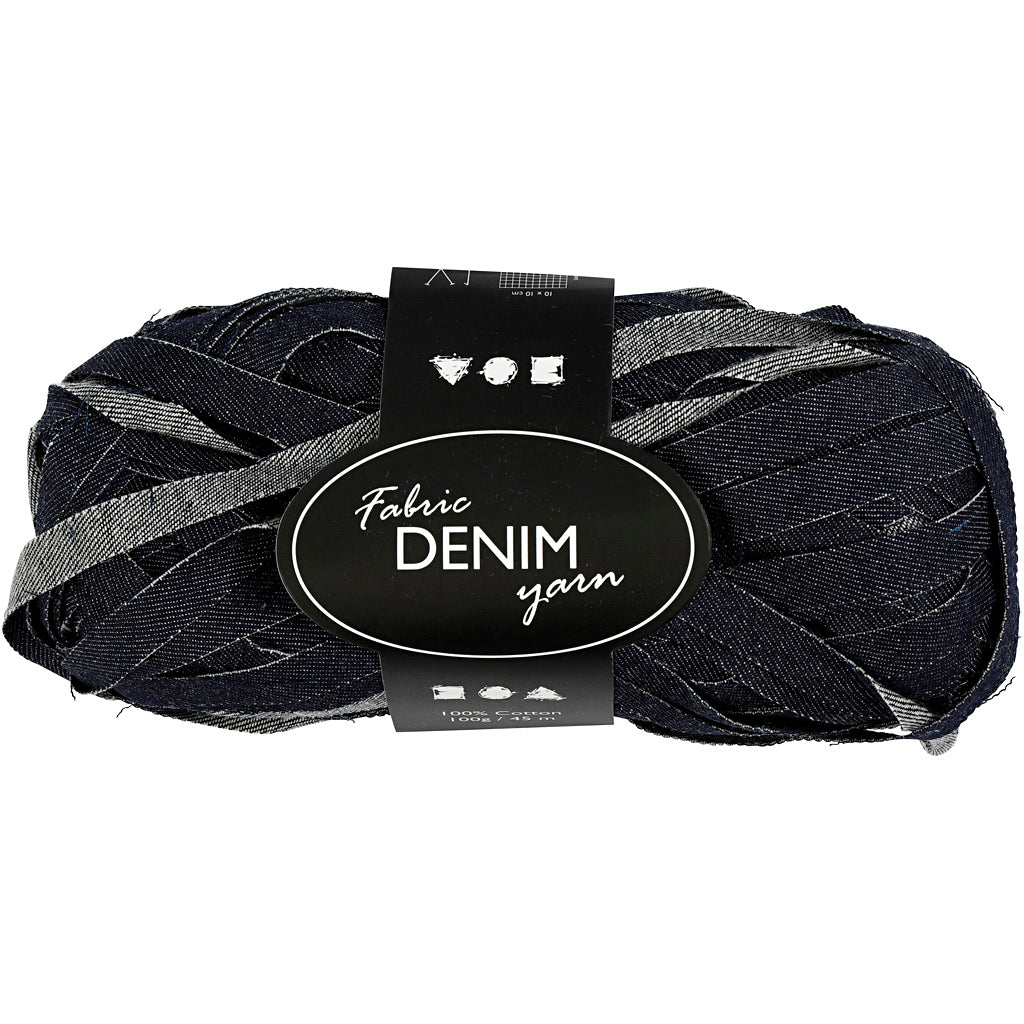 Creativ Company Denim-Textilgarn, L: 45 m, blau, 100 g 1 Knäuel