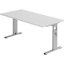 Schreibtisch gerade hellgrau höhenverstellbar 4-Fuß 1600x800x680-760mm