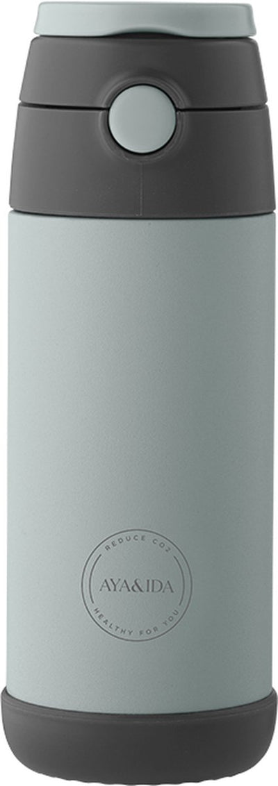 Aya ida - Trinkflasche - Thermoskanne - Wasserflasche - Kinderstrohhalm - 350 ml - Mintgrün
