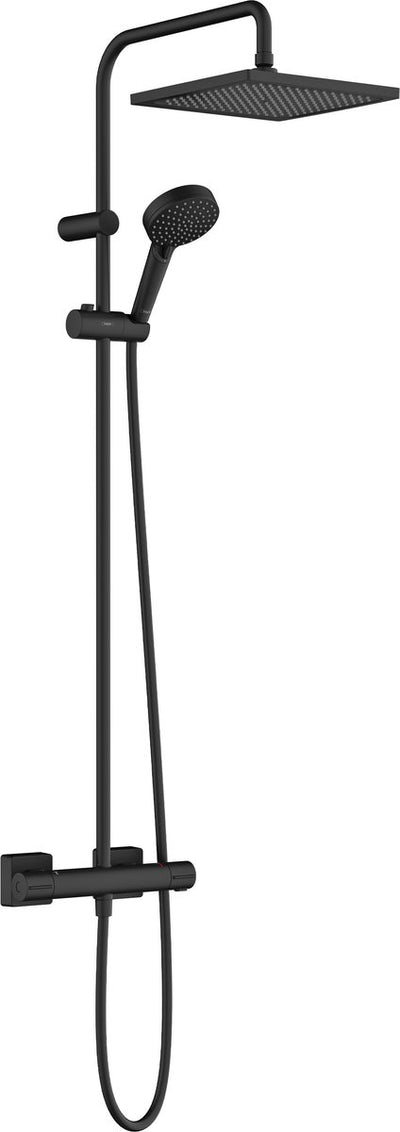 Hansgrohe Lackform - Showerpipe - Ecosmart Wassersparen - 240mm Größe - 1 Strahlfunktion - Mattschwarz - mit Thermostat