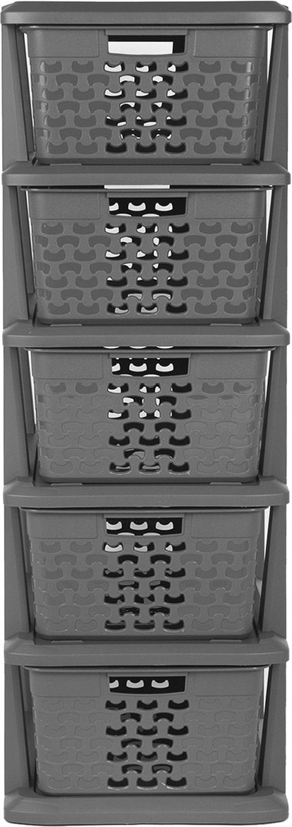 Branq - Schubladensystem - Schrank mit 5 Körben - 24 x 29,5 x 80 cm - Dunkelgrau