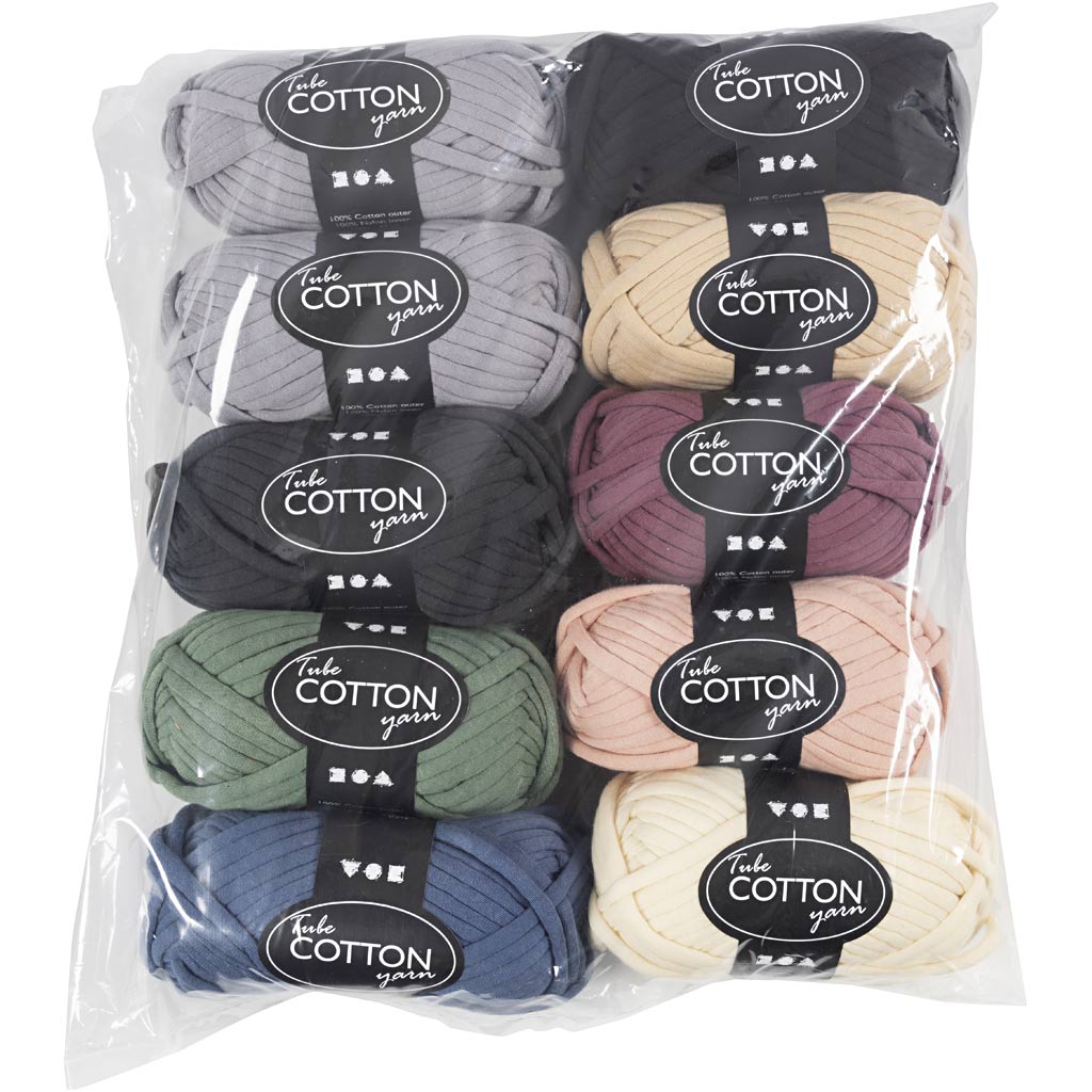 Creativ Company Textilgarn, L: 45 m, Farben können variieren, verschiedene Farben, 10x100 gr 1 Box