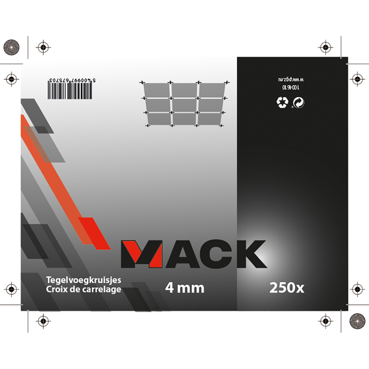 Mack 1004610 – Fliesenfugenabstandshalter 4 mm 250 Stück | 10 Stück