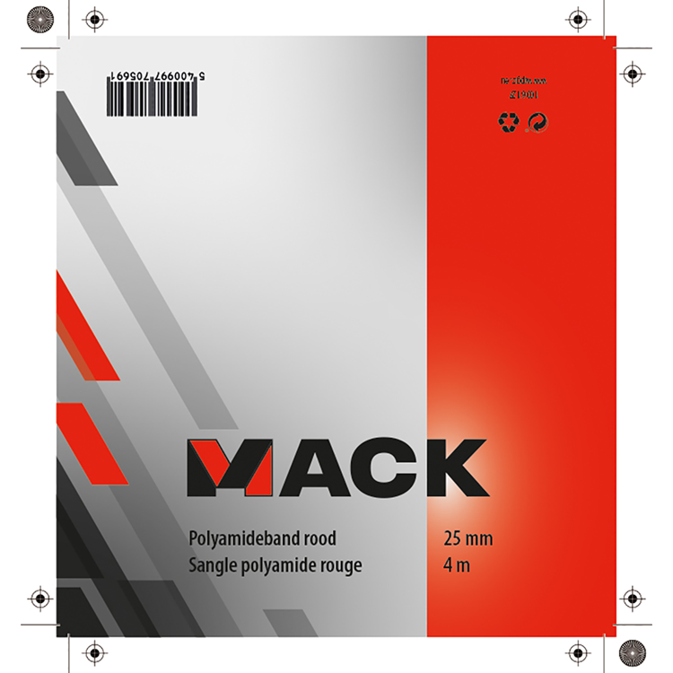Mack 1006127 - Polyamidband rot 25mm-4m | 6 Stück