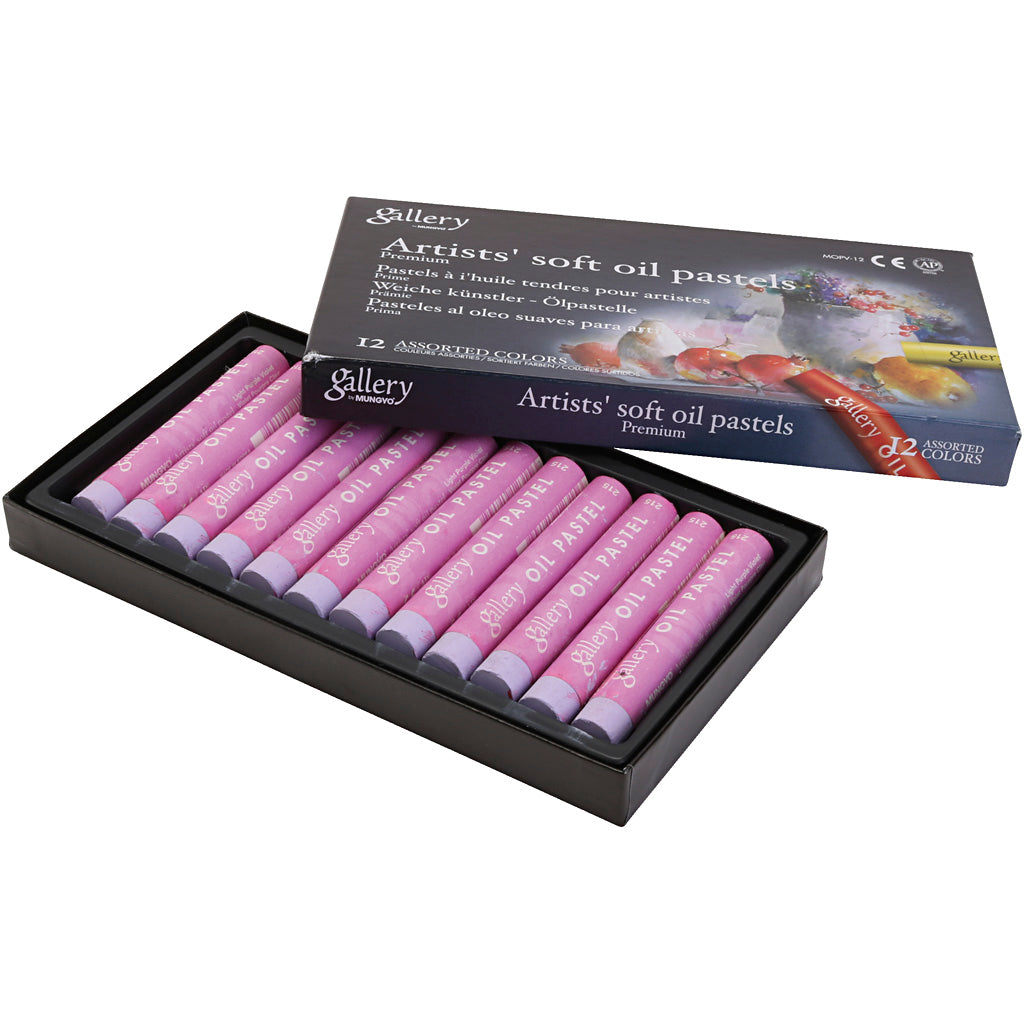 Gallery Ölpastell, L: 7 cm, D 11 mm, Stärke 11 mm, hellviolett, 12 Stück 1 Box