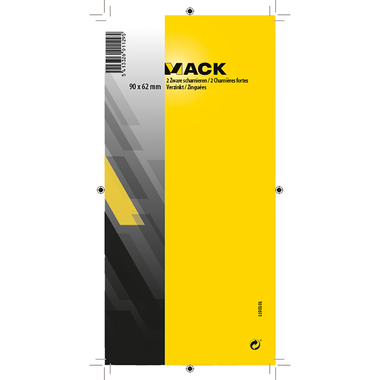 Mack 1013611 - 2 schwere Scharniere verzinkt H 90 x B 62 mm | 5 Stück