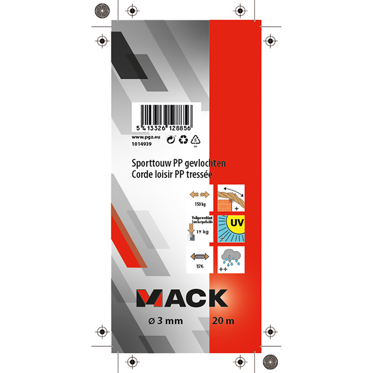Mack 1014939 - Sportseil PP geflochtener Strang3mm 20m | 5 Stück