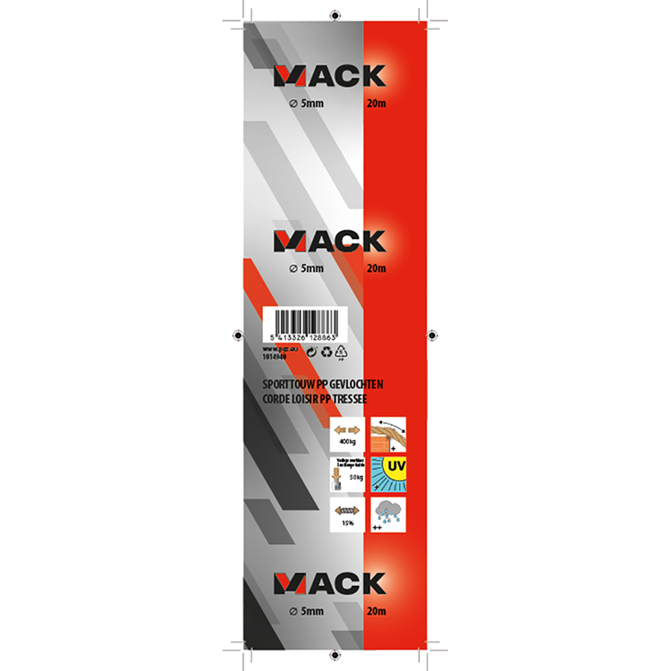 Mack 1014940 - Sportseil PP geflochtener Strang5mm 20m | 5 Stück