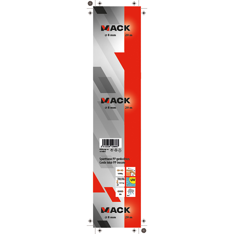 Mack 1014942 - Sportseil PP geflochtener Strang8mm 20m | 5 Stück